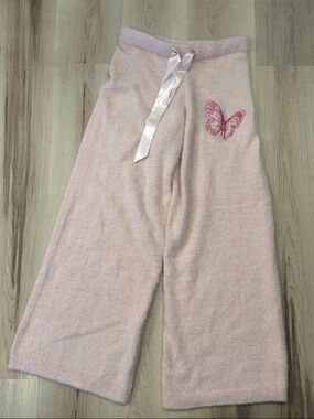 Wicked x Katie Kime Glinda Soft Pink Fuzzy Lounge Pants with Butterfly Accent